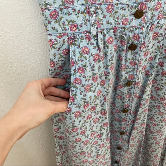 Vintage Liz Wear Floral Button Up Cottagecore Whimsical Midi Dress Size 4 Petite - Picture 10 of 11